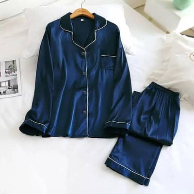Blue silk Night suit