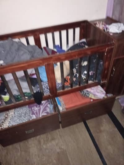 baby cot can be used till 5 years of age. . . solid wood. . . owner build
