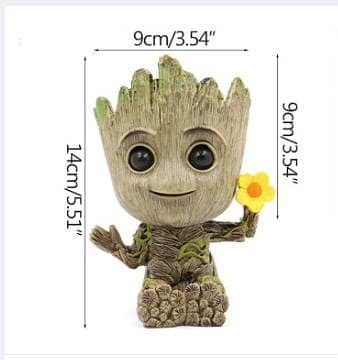 Office Desk Decoration Ornaments Baby Groot Pen Holder Flower Pot Cute Man Figurines Home Decoration Furnishings Kids Toys  R5953