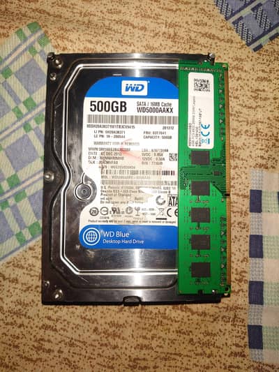 500GB WD Blue Hard Drive + 4GB DDR3 RAM (Desktop Parts)