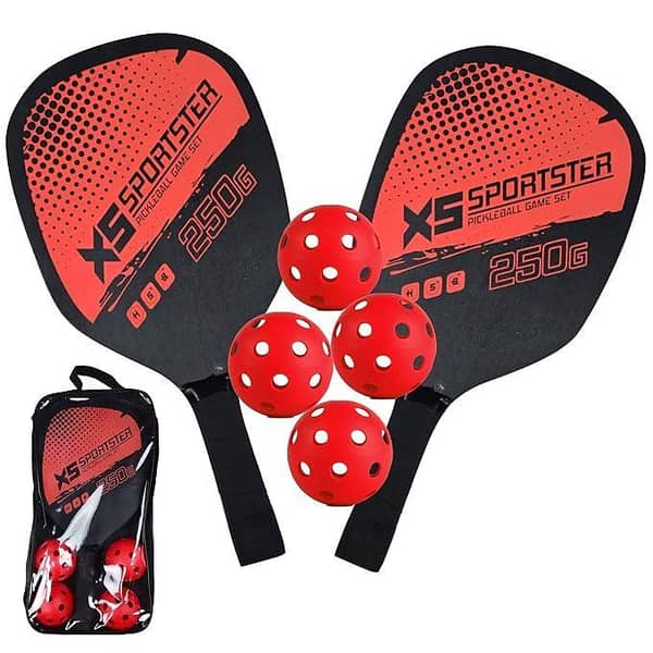 Pickle Ball Racket Set - 2 Premium Wood Rackets with 4 Balls & Portable Carry Bag, Ideal for Kids, Men & Women - Durable & Lightweight, Outdoor Activities