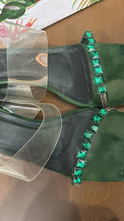 Green block heels