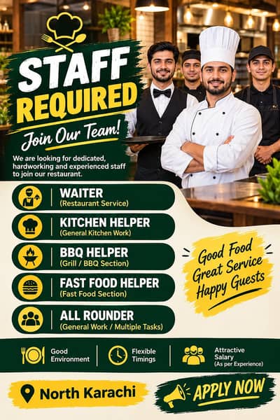 RESTAURANT STAFF REQUIRED