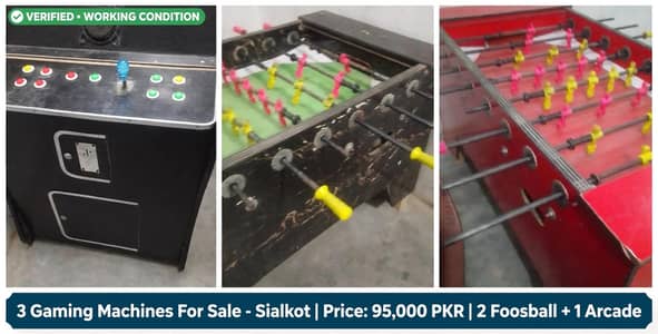 3 gaming Machines For Sale - 2 Foosball + 1 Arcade - Sialkot - 95000