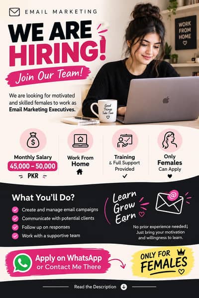 I need Team for Email Marketing Only Females