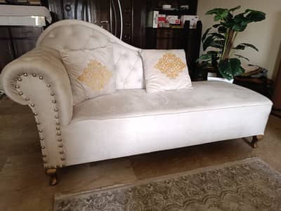Elegant Dewan Sofa with Decorative Plant & Planter | Luxury set