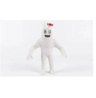 White Monster Figure Toy with Bow – Cute Character Action Figure for Kids & Desk Decor