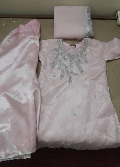 Baby Pink Festive Wear Silk and Organza dress