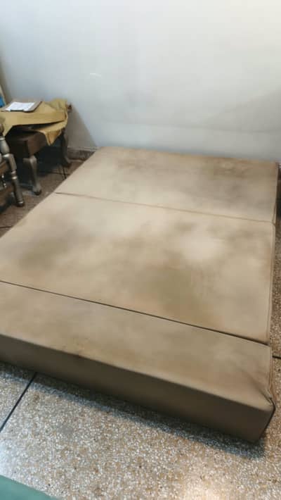 Convertible Foam Sofa Cum Bed – Beige Suede / Fabric Cover