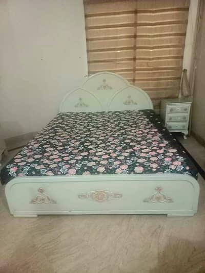 Wooden Bed with 2 Sidetables