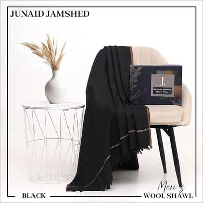 Junaid Jamshed Men Wool Shawl Black free delivery  cash on delivery