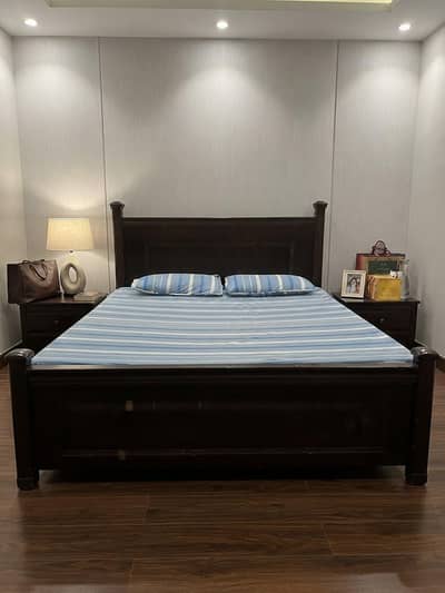 Wooden Double Bed with Storage