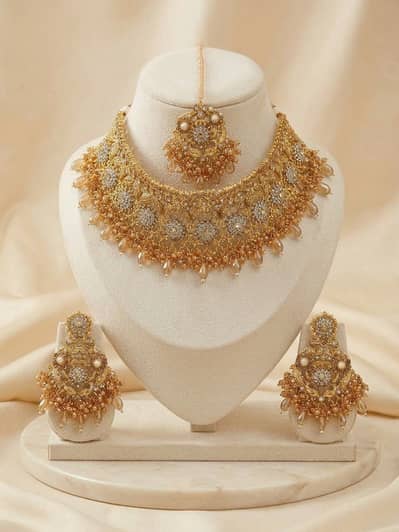 Royal Champagne Golden Bridal Choker Set