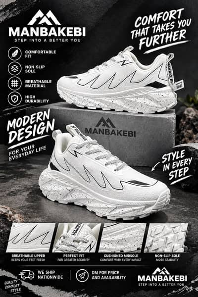 MANBAKEB I Premium All-White Trail Running Shoes | Joggers –Brand New