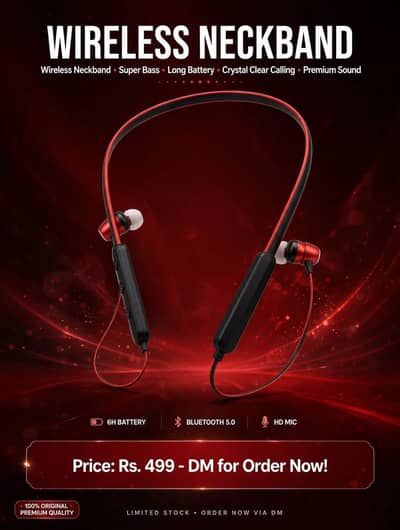 • Premium Wireless Neckband - Super Bass (Rs. 499)