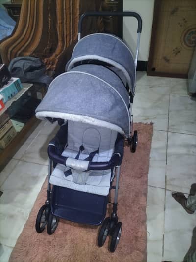 Imported Double Baby Pram – Excellent Condition