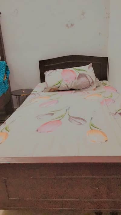 Single Wooden Bed Frame with Mattress