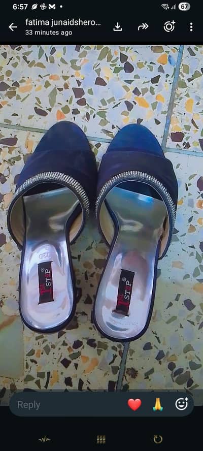 1st step navy blue fancy stone work heels-10/10 condition