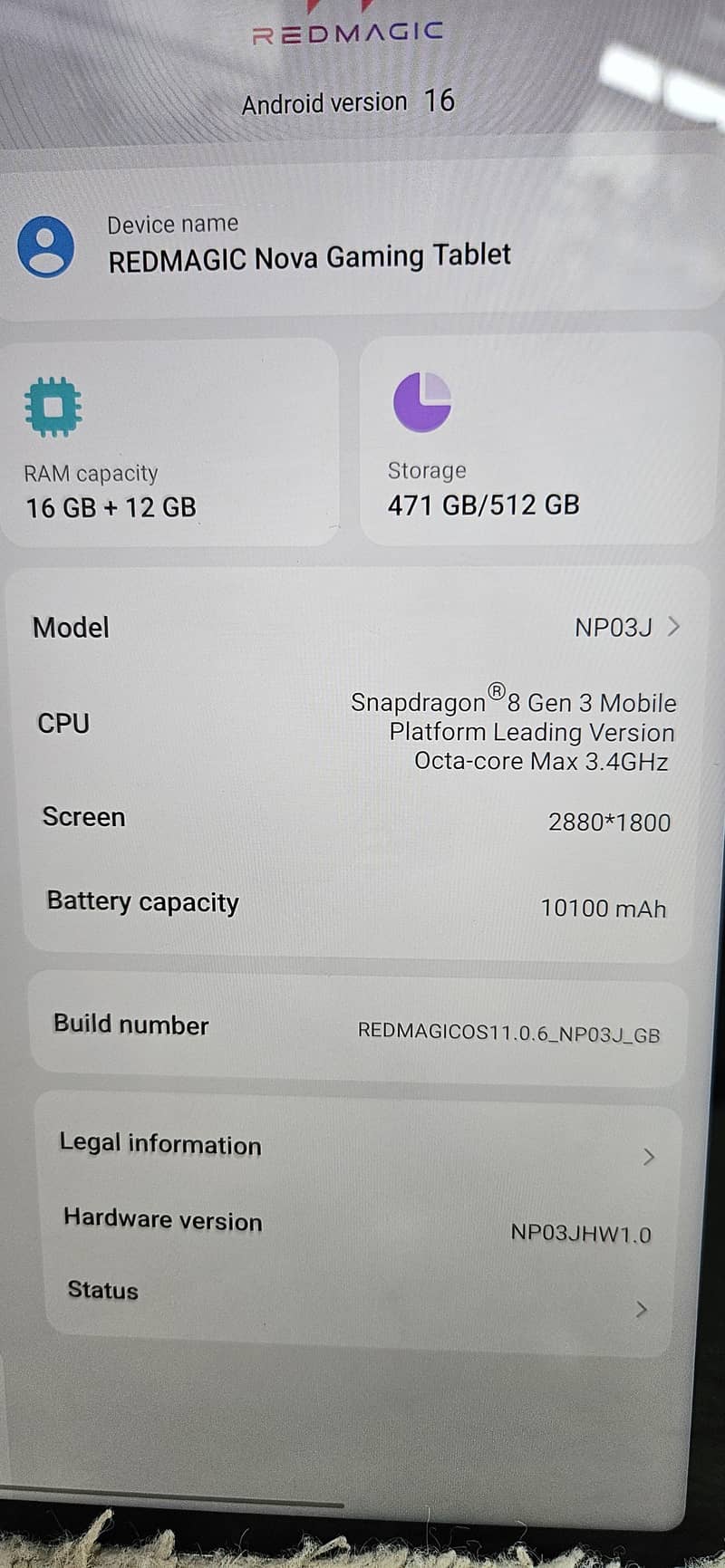 Redmagic nova Gaming Tablet 0