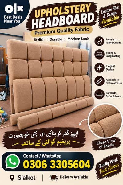 Premium Bed Headboard | Luxury Poshish | Custom Design | Sialkot