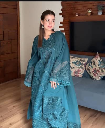 Teal Majestique-Lawn cotton dress