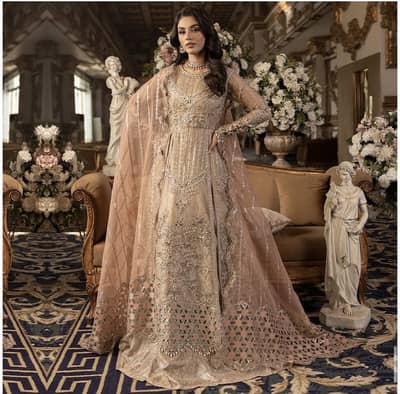 Elegant Shah Jahan Gold Formal Maxi with Pink Dupatta