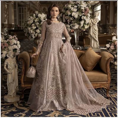 Elegant Shah Jahan light purplish Formal Maxi with Pink Dupatta