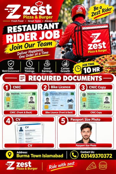 DELIVERY RIDER ATTRACTIVE SALERY +BONUSES+FUEL KM+ FOOD ALLOWANCE