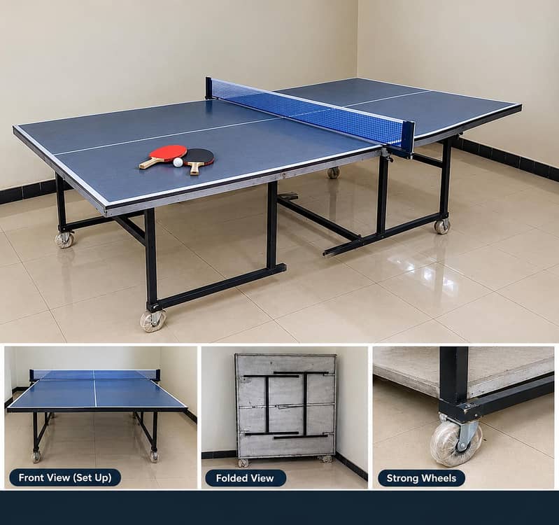Foldable Table Tennis Table with Wheels 0