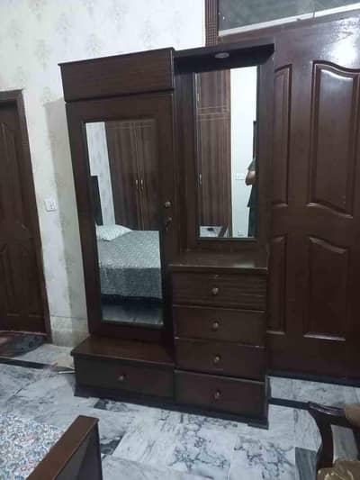 Dark Brown Dressing Table with Mirrors & cabinet Storage