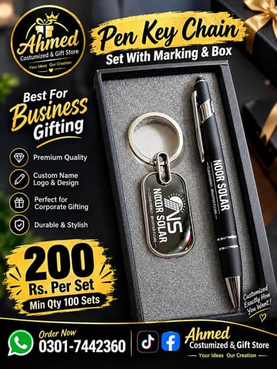 marking on pen and keychain