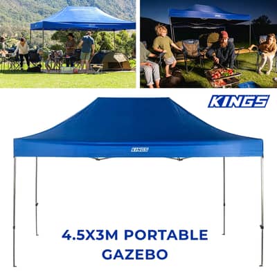 Kings 4.5x3m Portable Gazebo Heavy-Duty Steel Frame | UPF50+ | 420D