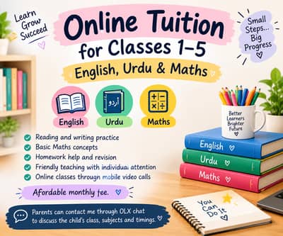 Online Tuition for Classes 1–5 | English, Urdu & Maths
