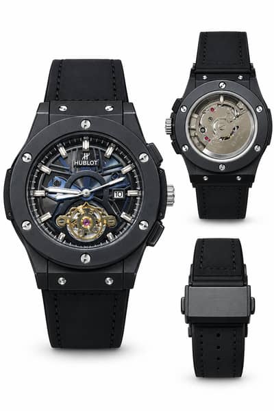 Hublot semi automatic watch black colour beautiful master piece