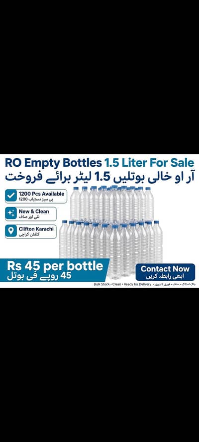 New Ro Empty bottle 1.5 liter 1200 PCs Clifton