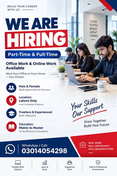 ONLINE WORK AND OFFICE WORK AVAILABLE FOR MALE AND FEMALE
