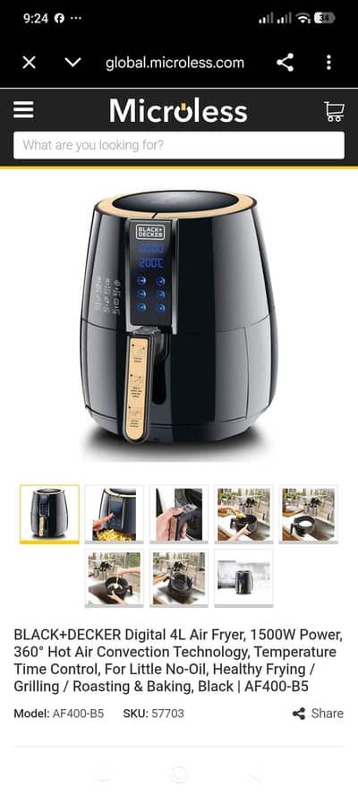 Black & Decker original air fryer, proudly made in UAE,