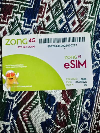 Zong Esim for sell just new number ha use ma nahi hai