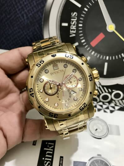 INVICTA-GOLD TONE-CHRONOGRAPH-NEW & ORIGINAL WATCH