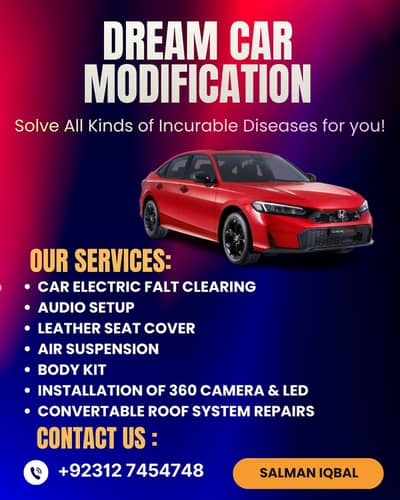Car services, Modification + Repair & Maintenance 24/7 hours service