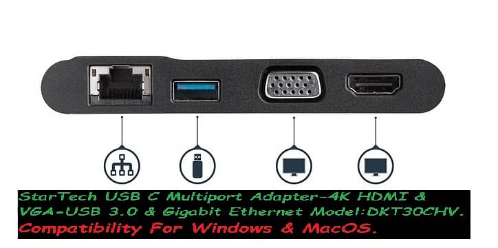 startech usb c 4k hdmi vga usb 3.0 gigabit ethernet adapter for laptop 4