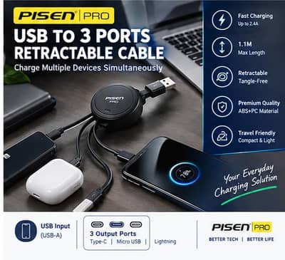 Brand New Pisen 3 in 1 Cable