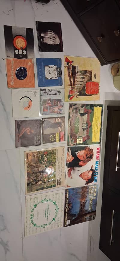 6 large size and 8 small size vinyl records