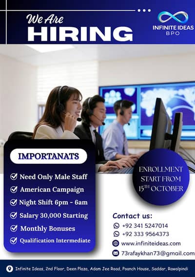urgent hiring. male staff needed. 30k starting salary for freshi.