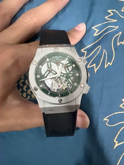 Hublot green red watch black strap