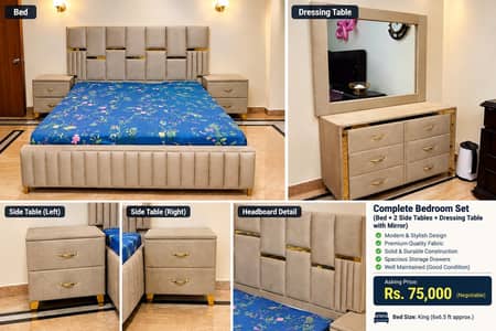 Luxurious complet Bedroom set for sale Bed Dressing & side tables