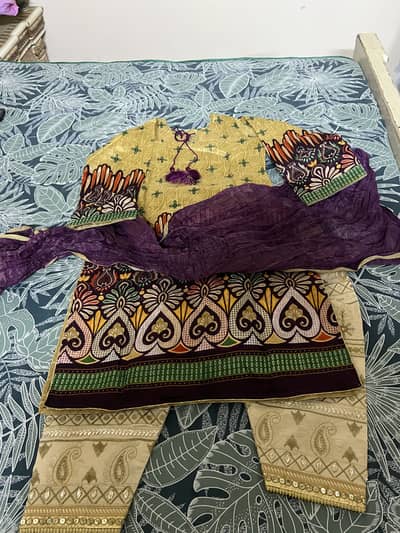 Mesori cotton shirt with beautiful embroidered shalwar