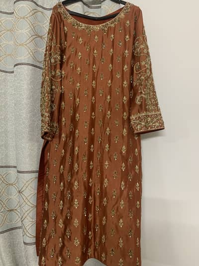 Elegant rust/ orange ethnic dress 3pcs