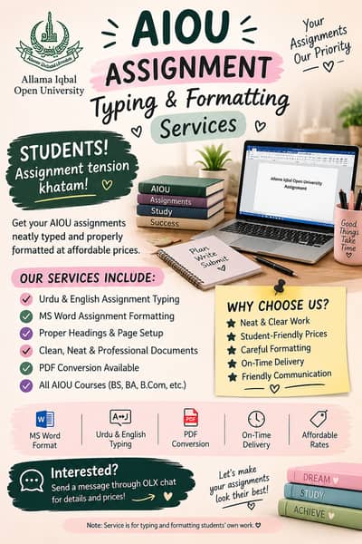 AIOU Assignment Typing & Formatting Services