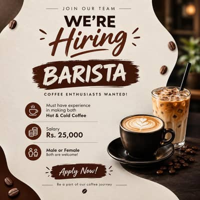 Need Barista for coffee shop